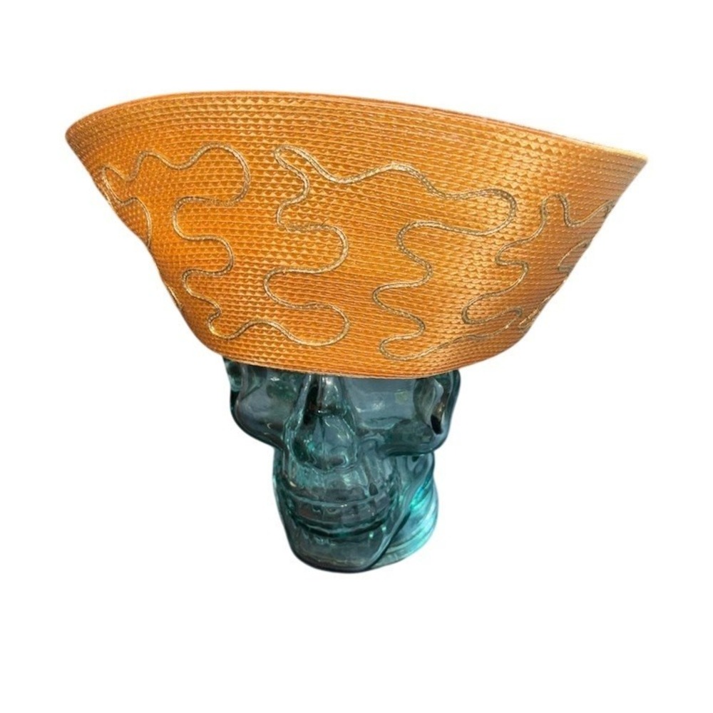 DelMonico New York Hat Womens One Size Gold Woven Cloche Bucket Vintage metallic
